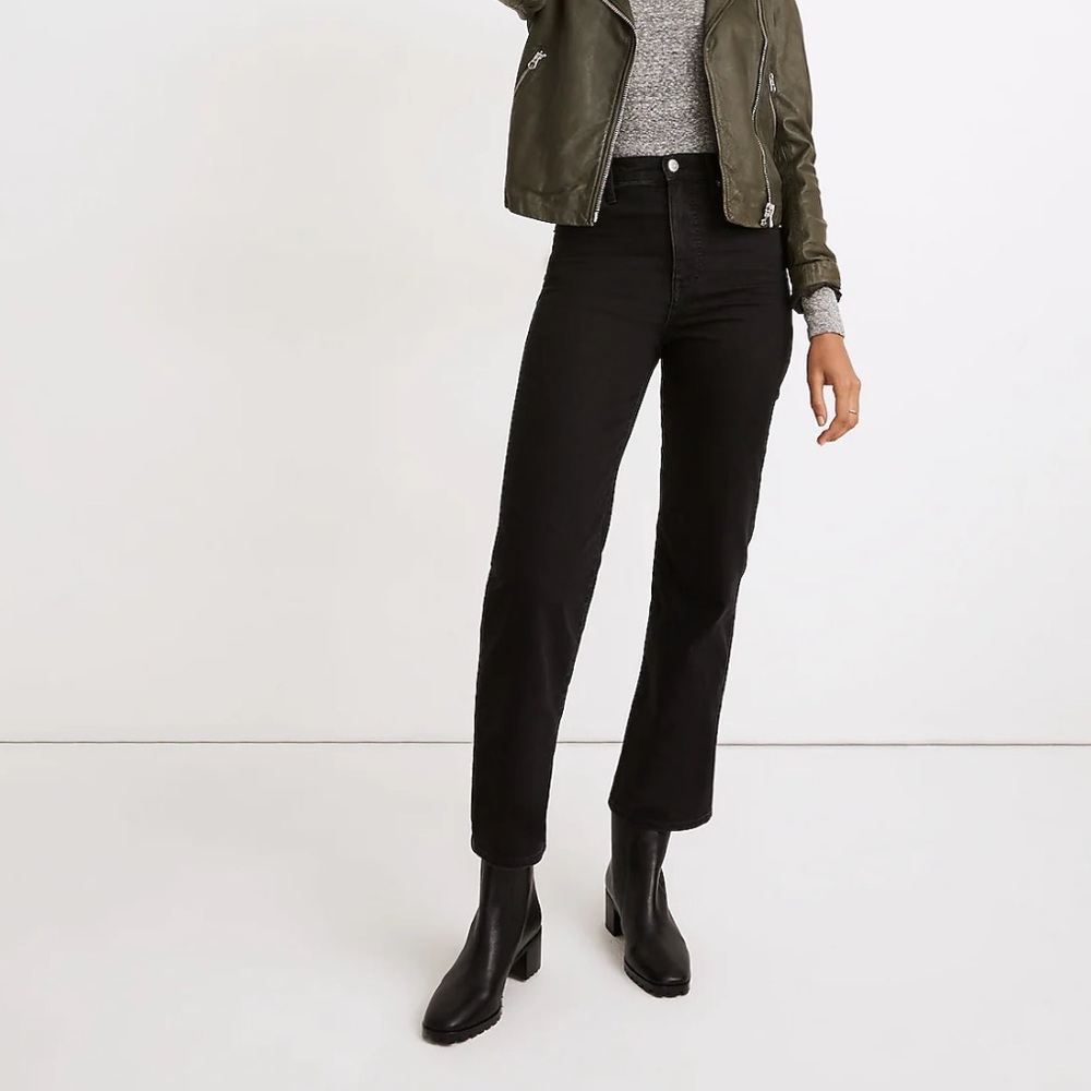 NWT Madewell Black Slim Wide Leg Jeans Lunar Wash, Size 23